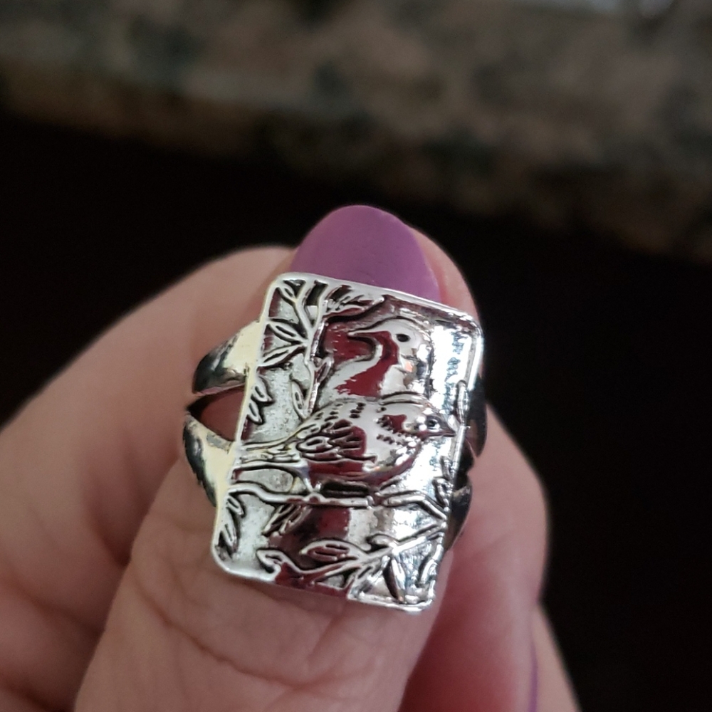 🆕️ 🐦Sterling silver birds relief ring - Picture 2 of 11